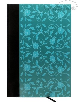 notitieboek gebonden, A5 blanco, Ornament Blauwe Bloemen